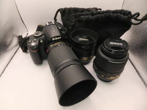 管理番号A23 送料無料 Nikon D3000 カメラ 一眼レフ 動作未確認 レンズ 3点 中古品