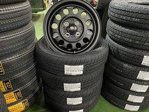 ヨコハマタイヤS306　155/65R14新品アルミ4本セットケイフィネスD12　4.5-14+45　4/100マッドブラック送料無料_画像1