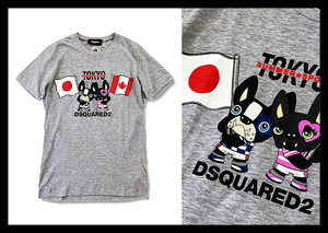 定価3.9万 ディースクエアード DSQUARED2 日本限定のスポーツコレクション！ ロゴ＆CIRO＆フラッグプリント Tシャツ 半袖 伊製 レディース