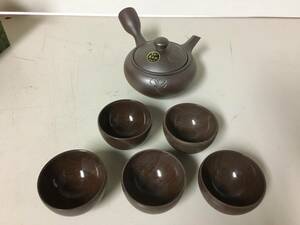 A939　未使用・保管品　萬古焼　昇龍窯　急須　湯呑5客セット　茶器セット　和食器