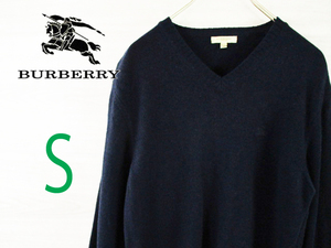 BURBERRY* Burberry < one Point Logo embroidery *V neck knitted >*M195y