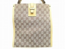 S278-N37-565 GUCCI グッチ GGキャンバス ショルダーバッグ イエロー×ベージュ H25cm×W22.5cm×D13cm 現状品③_画像2