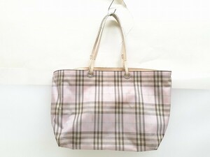 T261-S3-13672 BURBERRY バーバリー トートバッグ チェック ピンク系 H21cm×W26cm×D11cm 現状品③