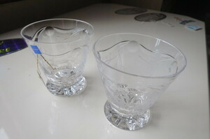 カメイガラス　クリスタルグラス　２個組　２セット　切り子　未使用　