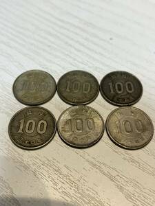稲　100円　銀貨　硬貨　6枚　重さ約28ｇ　流通品 額面600円　送料全国94円