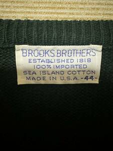 80s Vintage BROOKS BROTHERS V-Neck Cotton Knit Sweater XL Sea Island Cotton 100% ブルックスブラザーズ ニット セーター サイズ44