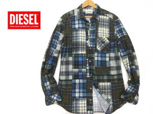 ■DIESEL■長袖シャツ Mサイズ パッチワーク風チェック柄 ディーゼル