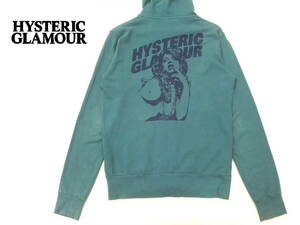 ■HYSTERIC GLAMOUR■スウェットジップパーカー 青系 Mサイズ セクシーガール バックプリント ジャケット ヒステリックグラマー