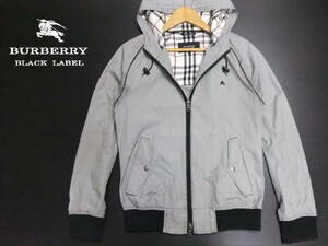 ■BURBERRY BLACK LABEL■ジップパーカー 千鳥格子柄 Mサイズ ジャケット 裏地ノバチェック柄 バーバリーブラックレーベル