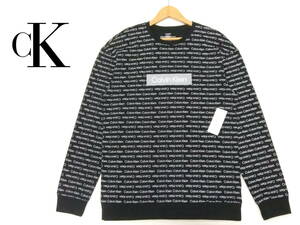 ■CK■新品 長袖Tシャツ 黒 Mサイズ ボックスロゴ 総柄 カットソー スリープウェア カルバンクライン