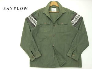 ■BAYFLOW■長袖シャツジャケット カーキ Lサイズ ベイフロー