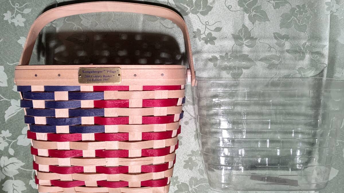 1997 Limited Discontinued Made in the USA Handmade Hand Knitted LONGABERGER Village 20th Century BASKETS 1st Edition Longaberger Basket Stars and Stripes, furniture, interior, interior accessories, basket, basket