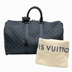 【美品】LOUIS VUITTON ヴィトン キーポル バンドリエル 45 ボストンバッグ 旅行鞄 ダミエ グラフィット ストラップ欠品 N41418