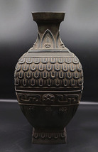 ☆茶碗魂☆471 中国古玩 古銅蓮弁古代彫刻花瓶 在銘有 唐物_画像4