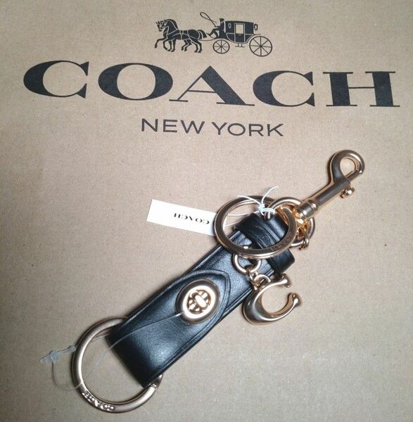 新品 COACH コーチ トリガー スナップ キーリング バッグ チェーン ブラック 男女兼用 ユニセックス 国内正規品