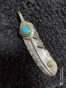  Goro's goro's on silver gold . turquoise & metal attaching extra-large feather 