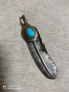  Goro's goro's on silver gold . turquoise attaching extra-large feather 