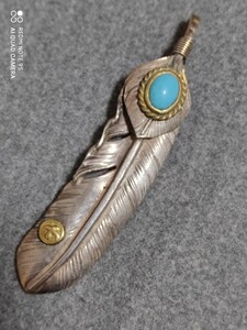  Goro's goro's on silver gold . turquoise & metal attaching extra-large feather 