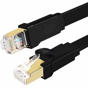 QING CAOQING LANケーブル CAT8準拠 スーパーフラット イーサネットケーブル RJ45コネクタ 3M