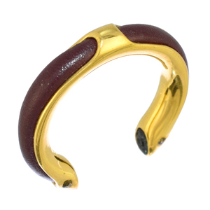 Hermes Open Band Ring Ring Bordeaux Brown Gold Color Vintage Accessories 12 Hermes