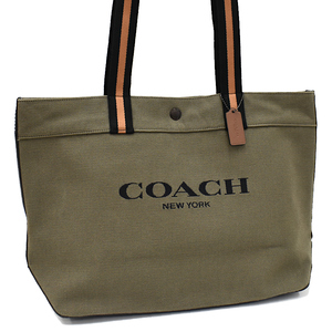 新品同様 コーチ キャバストート 38 ショルダーバッグ C4017 モス カーキグリーン ロゴ COACH