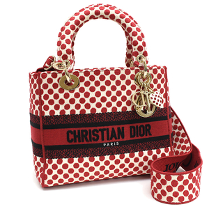  Christian Dior reti дилер ito medium ручная сумочка Polka точка красный Christian Dior