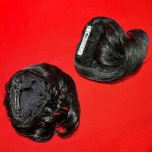 ☆美品☆ウィッグ 2点 部分ウィッグ 黒髪 かつら 女性用 自然 ヘアピース つけ毛 (02016Cの画像2