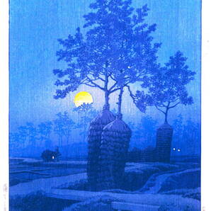 ■□5作品(No187) 川瀬巴水 マット紙複製仕上 ①蒲生の月②鎌倉大仏大仏③馬込の月④天草本渡祇園橋⑤今井橋の夕立 □■