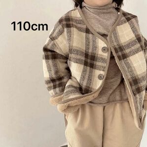 冬物処分SALE!!【110cm】韓国子供服 ベビー服 アウター コート チェック ブラウン