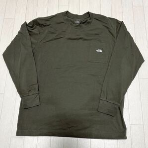 7★ THE NORTH FACE ノースフェイス 長袖 ポケット Tシャツ ロンT アウトドア キャンプ XL メンズ カーキの画像1