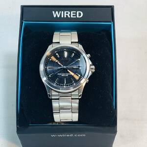 SEIKO セイコー WIRED ワイアード 電波ソーラー 腕時計 メンズ 7B52-0AS0 ブラック シルバー USED品 1円スタート