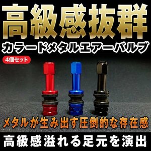 専用出品【2セット/赤+黒】カラード金属エアーバルブ4個セット TR48E チューブレスバルブ アバルブ 送料無料1