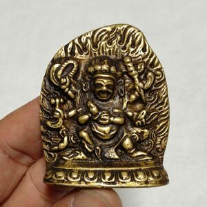 仏教古美術 チベット 古銅細工 大威徳金剛像 託甲 仏龕 置物 小型 美品
