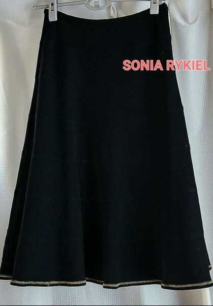 大変美品　SONIA RYKIEL　黒のジャージスカート　フレアー