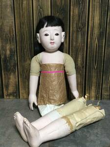 時代物　大きい市松人形　稚児人形　女児　抱き人形　日本人形 ドール　旧家蔵出し　ジャンク品