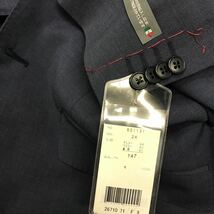 新品 タグ付き　イタリア製生地使用　2つボタンスーツ　セットアップ サイズYA7 ネイビーブルー　ウール100% タイト ブルー系 super100’s_画像10