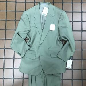 新品★訳ありタグ付きEUROPEAN SUITヴィンテージ2つボタンスーツセットアップサイズA3 スペアミント系日本製ウール100%抗菌防臭超撥水加工