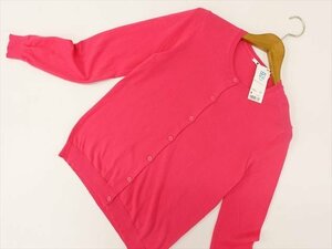 新品タグ付 ユニクロ UNIQLO 長袖 ニットカーディガン M ピンク 洗える 【メール便可】