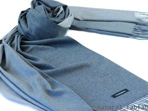 ナチュファブ♪NM-R505☆しっとり カシミア ダブルカラー【チャコールグレー系☆グラデーション】Cashmere 大判 ストール マフラー