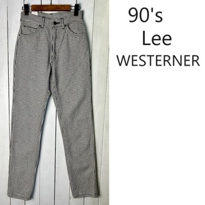 90s Lee WESTERNER тысяч птица .. рисунок хлопок tsu il брюки 29 Old Vintage Lee утиль turner распорка сделано в Японии белый чёрный *374