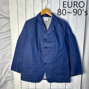  euro old clothes 80s~90s Work Denim jacket coverall Europe old clothes Work jacket Old Vintage *69