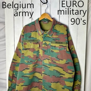 ユーロ古着 ベルギー軍実物 90s ジグソーカモ フィールドシャツ・ジャケット 2XL ミリタリー ヴィンテージ ヨーロッパ カバーオール●94