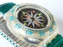 未使用電池交換済 美品 スウォッチ Swatch スクーバ 1994年モデル Mint Drops 品番SDK109 蛇腹ベルト スモールサイズ_画像5