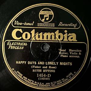 RUTH ETTING acc. ANDY SANNELLA on guitar COLUMBIA Happy Days and Lonely Nights/ sLonely Little Bluebird