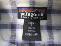 patagonia パタゴニア オーガニックコットン 長袖チェックシャツ レディースS ベージュ/濃いパープル系/うすいブルーグレー USEDキレイ_画像2