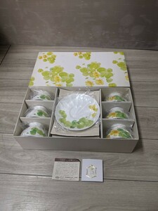 未使用品NARUMI Water flower カップ＆ソーサー ナルミ ボーンチャイナ Bone China 花柄 洋食器 コーヒー ティーカップ 6客セット