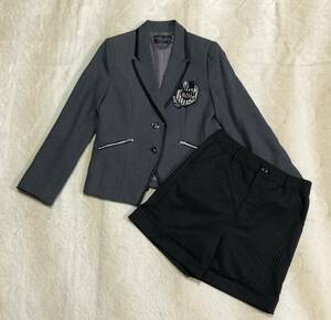 *MICHIKO LONDON KOSHINO* Michiko London girl formal suit top and bottom set 150 gray × black series jacket short pants graduation ceremony 