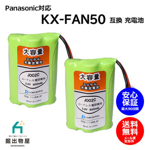 2個 パナソニック対応 panasonic対応 KX-FAN50 HHR-T404 BK-T404 対応 コードレス 子機用 充電池 互換 電池 J002C コード 01941 大容量
