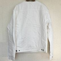 GDC ジーディーシー 日本製 デニムジャケット ボア裏地 襟なし 丸首 ジージャン コットン 白 メンズSサイズ 本州送料無料 A215_画像3