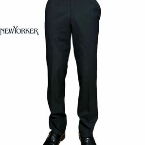 NEWYORKER スラックスパンツ　チャコールグレー　　ニューヨーカー　最高級スラックス　光沢　セミワイド